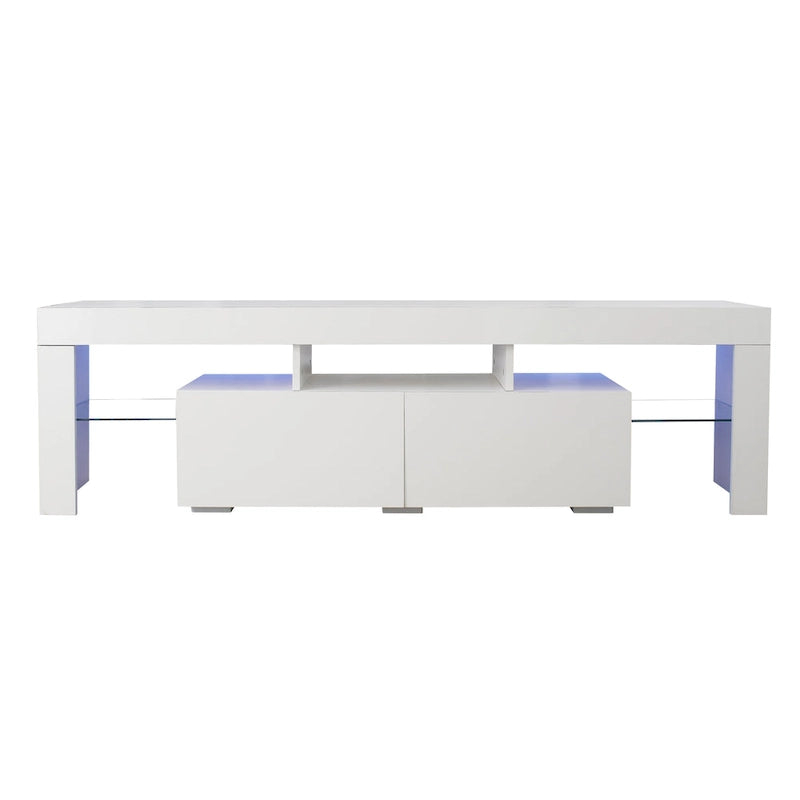 White TV Stand with LED Lights for TVs up to 70 Inches