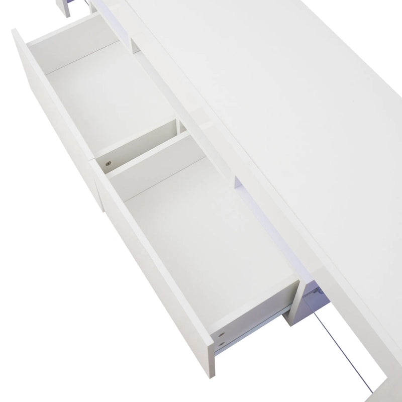 White TV Stand with LED Lights for TVs up to 70 Inches