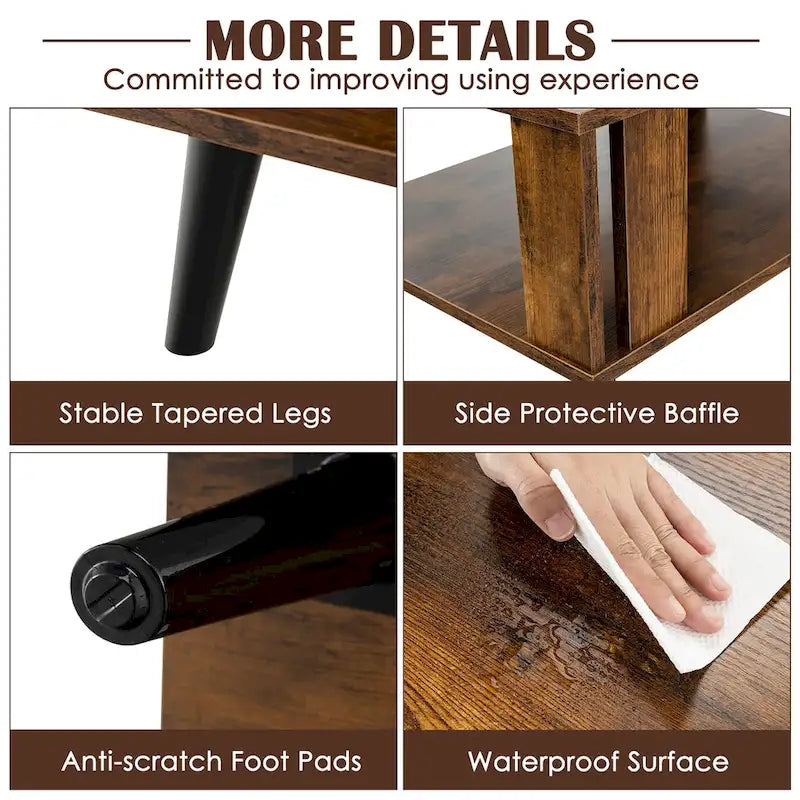 Wood Rectangle Coffee Table with Open Storage Shelf