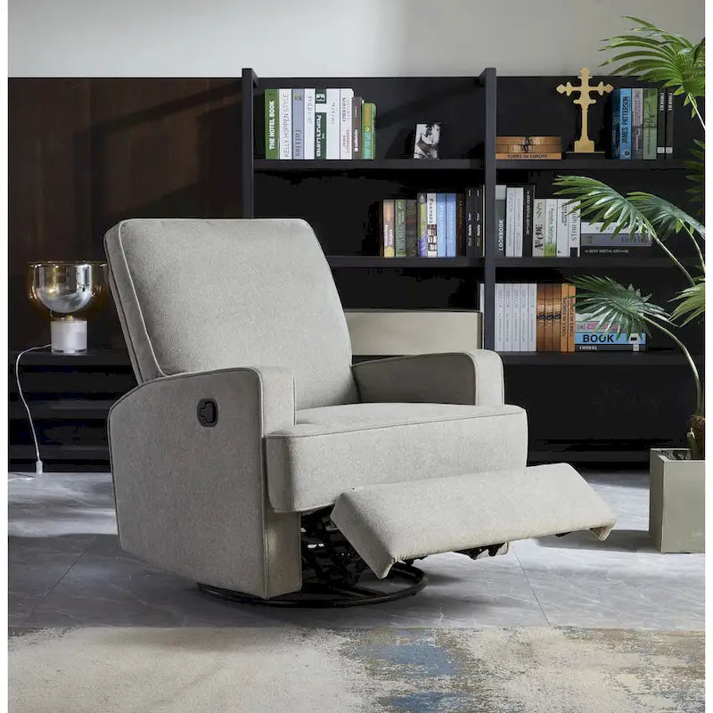 Fauteuil inclinable, pivotant et coulissant manuel avec chargeur USB pour chambre de bébé ou salon