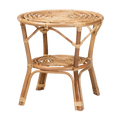 Table basse ronde en rotin naturel marron style bohème moderne