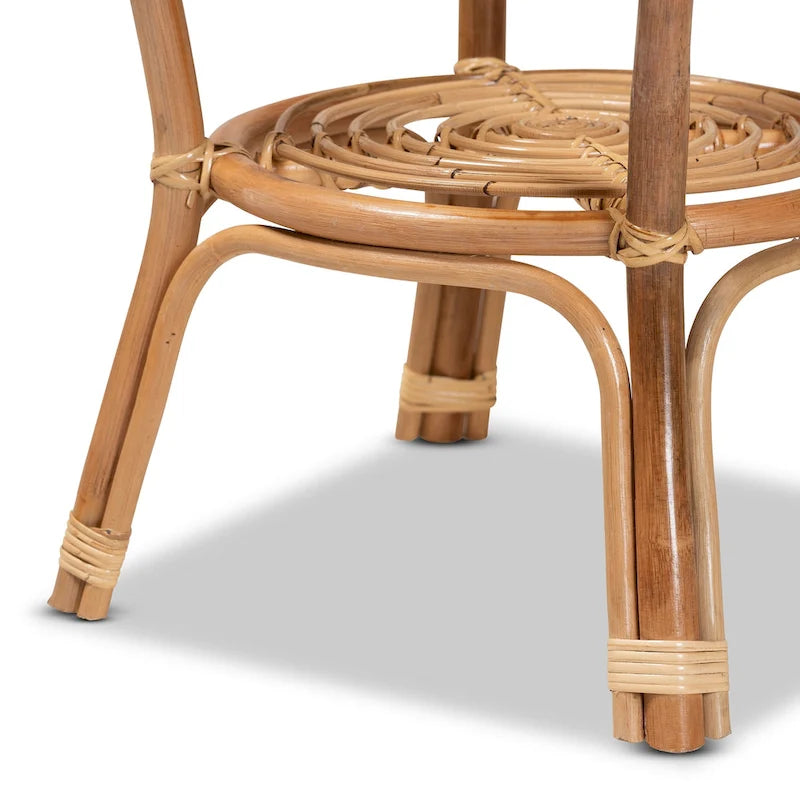 Modern Bohemian Natural Brown Rattan Round Coffee Table