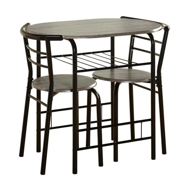 Table de salle à manger bistrot compacte avec étagère de rangement inférieure en métal noir