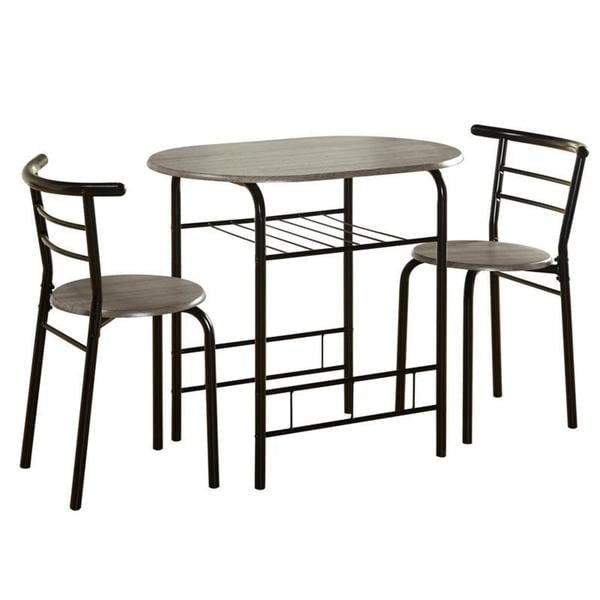Table de salle à manger bistrot compacte avec étagère de rangement inférieure en métal noir