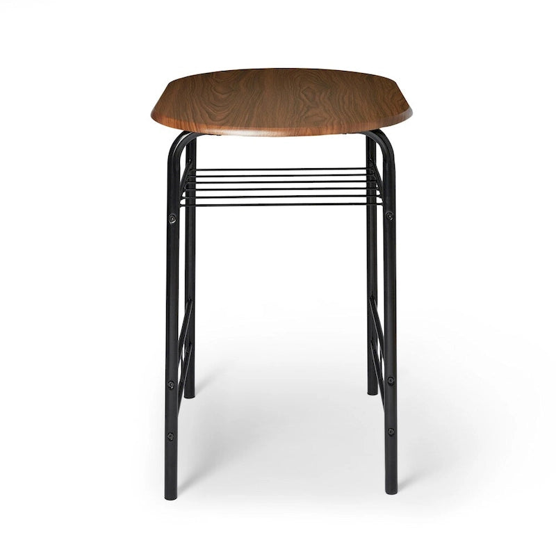 Table de salle à manger bistrot compacte avec étagère de rangement inférieure en métal noir