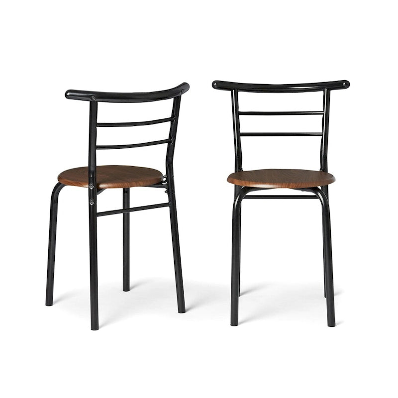 Table de salle à manger bistrot compacte avec étagère de rangement inférieure en métal noir