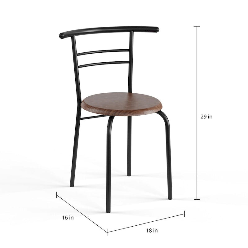 Table de salle à manger bistrot compacte avec étagère de rangement inférieure en métal noir