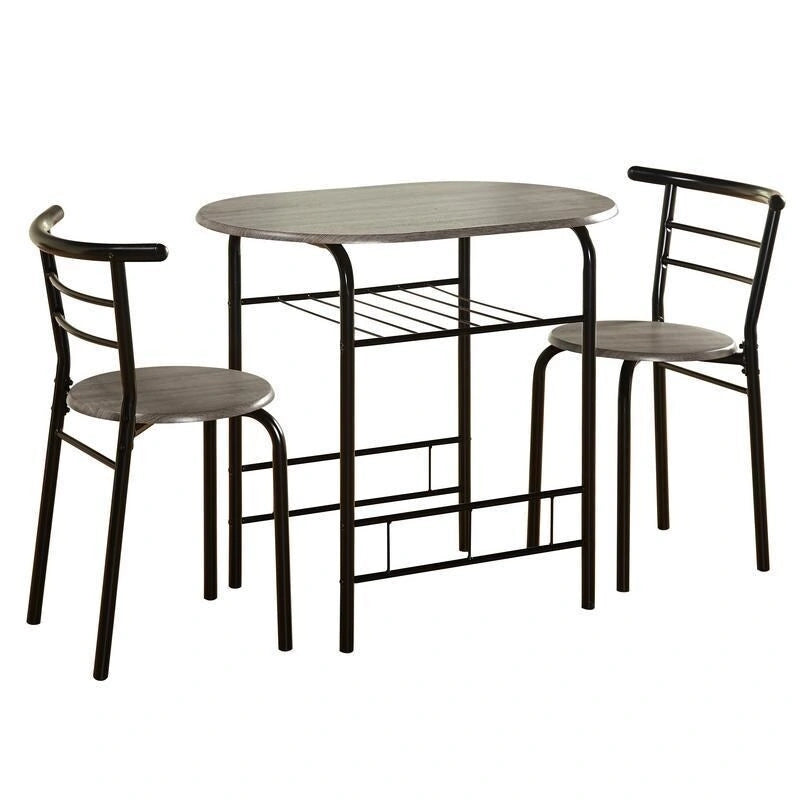 Table de salle à manger bistrot compacte avec étagère de rangement inférieure en métal noir