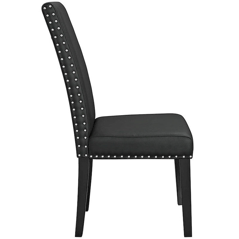Nailhead Trim Black Parson Dining Chair Faux Leather Upholstered