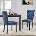 Chaise de salle à manger en velours capitonné avec boutons décoratifs et coussin en mousse