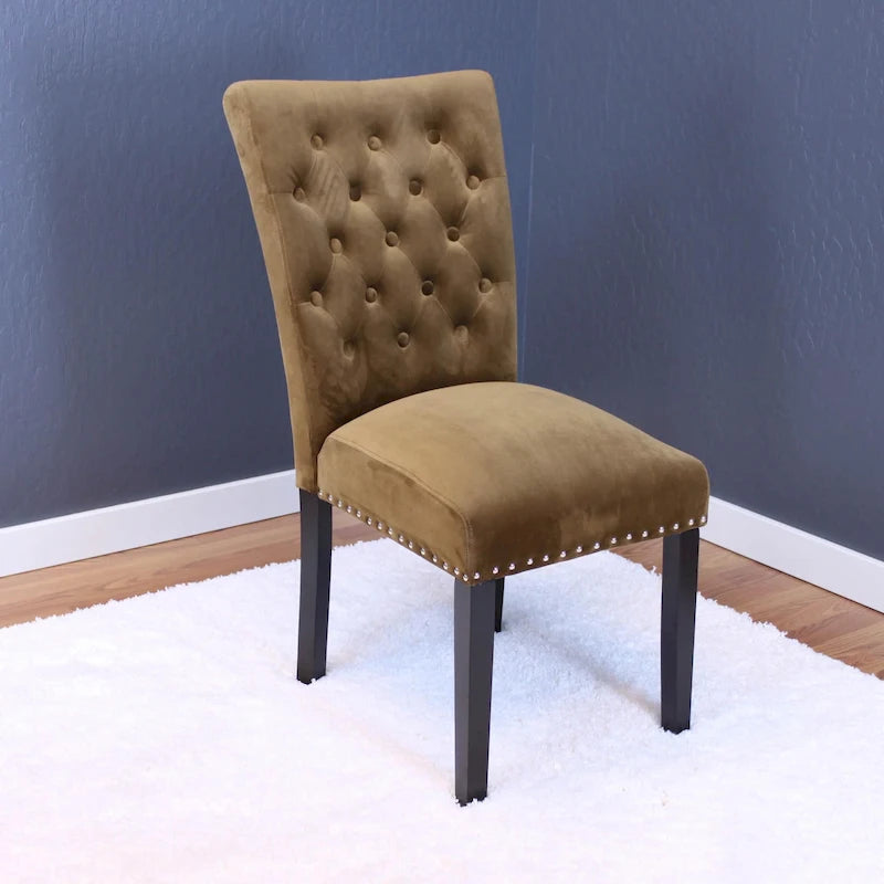 Tufted Velvet Dining Chair with Button Detail and Foam Cushion