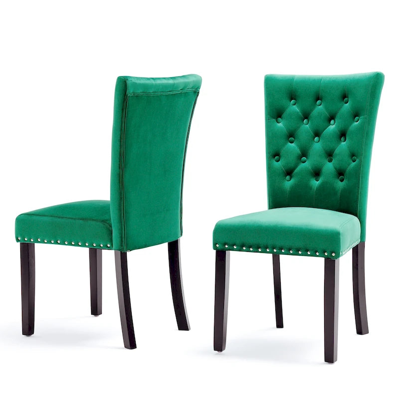 Tufted Velvet Dining Chair with Button Detail and Foam Cushion