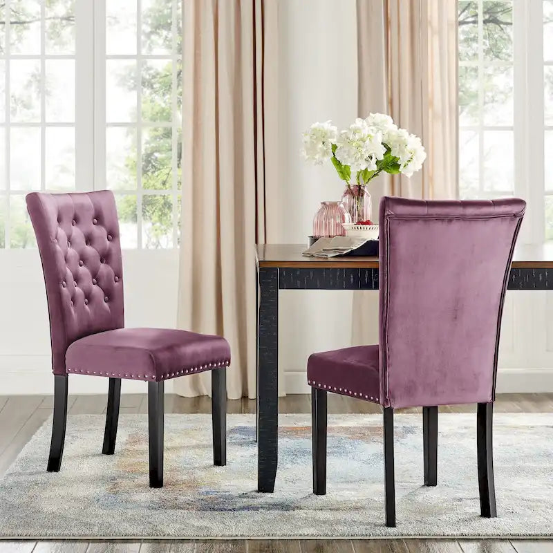 Tufted Velvet Dining Chair with Button Detail and Foam Cushion