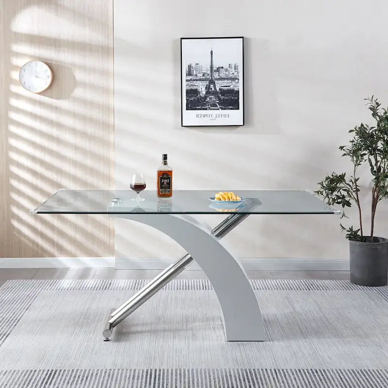 Table de salle à manger rectangulaire en verre