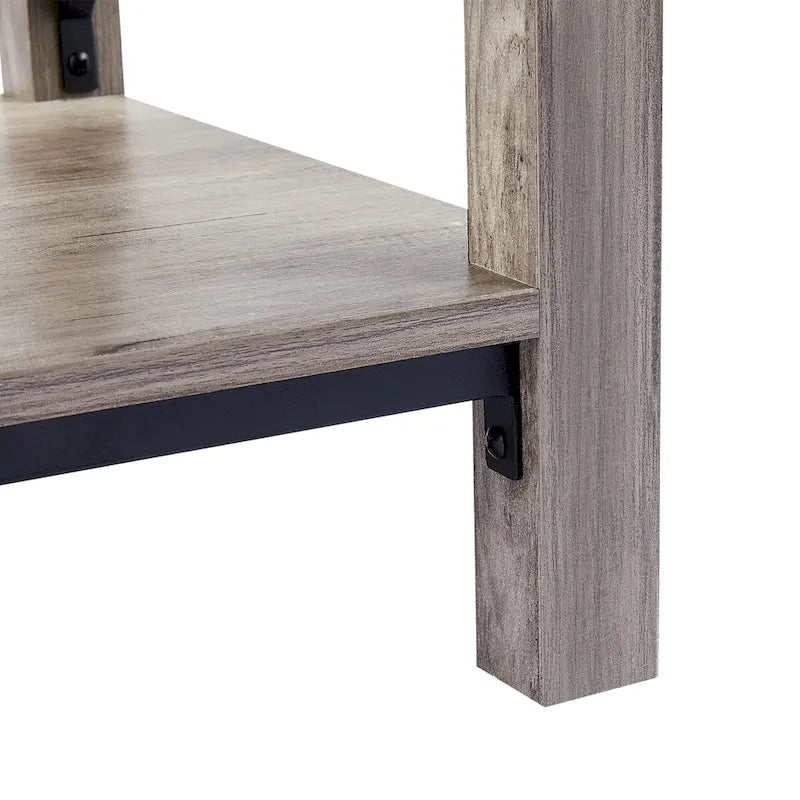 Table d'appoint ou de chevet de style campagnard de 40 cm avec étagère de rangement