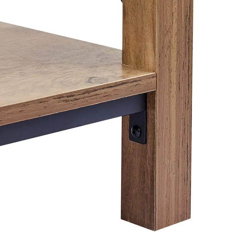 Table d'appoint ou de chevet de style campagnard de 40 cm avec étagère de rangement