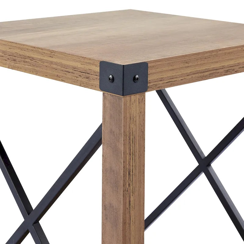 Table d'appoint ou de chevet de style campagnard de 40 cm avec étagère de rangement