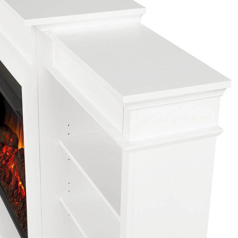 Meuble TV cheminée électrique Grand Media de 93 pouces, blanc