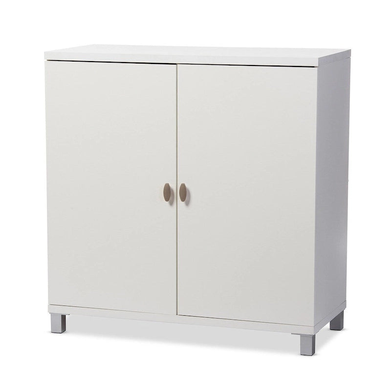 Buffet en bois blanc contemporain avec 5 étagères de rangement