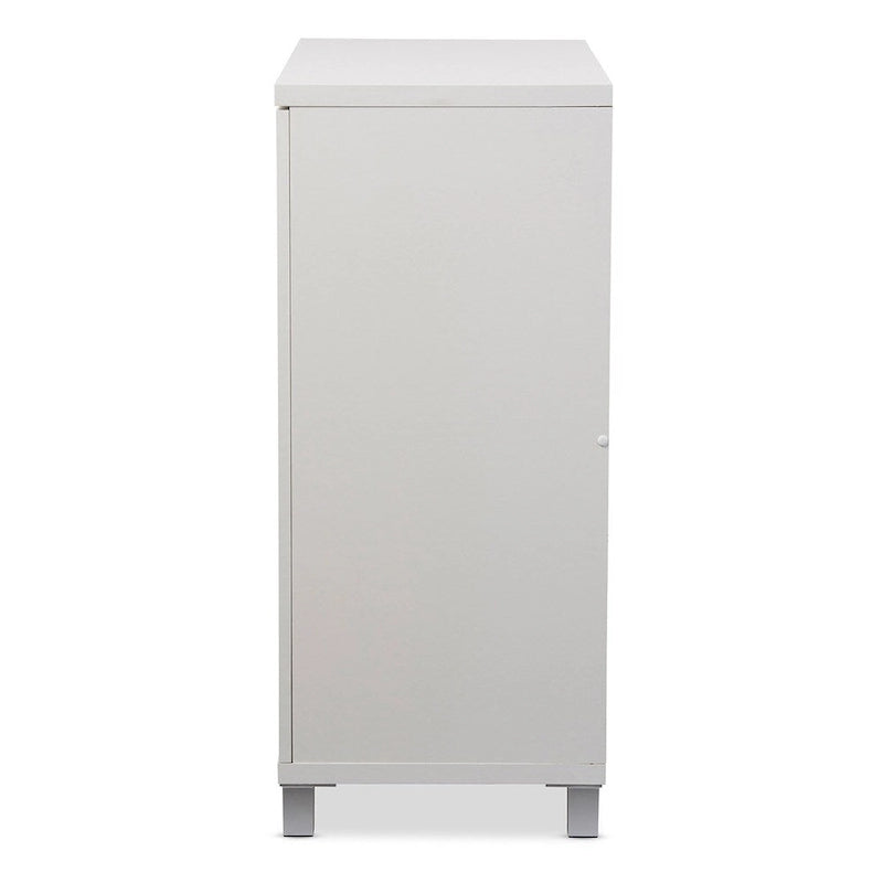 Buffet en bois blanc contemporain avec 5 étagères de rangement