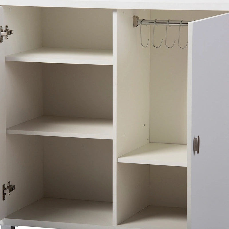 Buffet en bois blanc contemporain avec 5 étagères de rangement