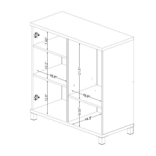 Buffet en bois blanc contemporain avec 5 étagères de rangement