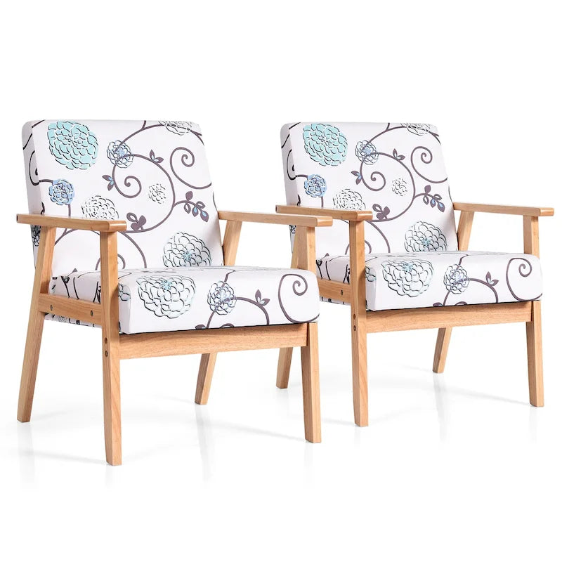Accent Armchair Upholstered Chair for Home Office with Wooden Frame