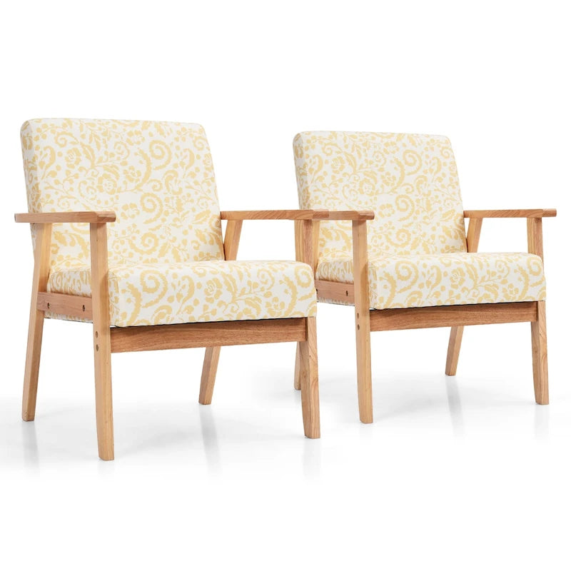 Accent Armchair Upholstered Chair for Home Office with Wooden Frame
