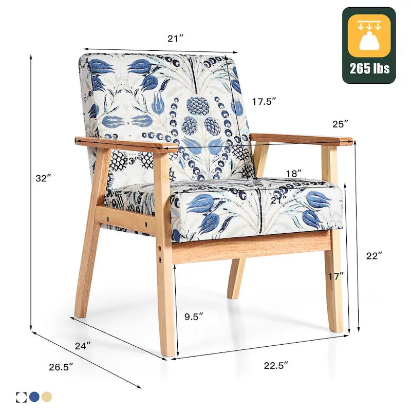 Accent Armchair Upholstered Chair for Home Office with Wooden Frame