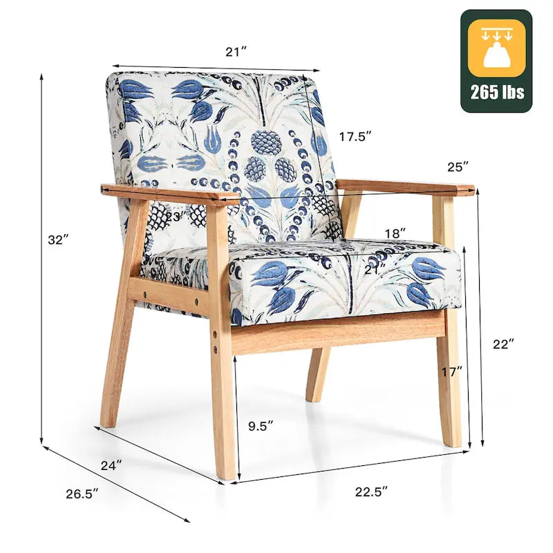Fauteuil d'appoint rembourré pour bureau à domicile avec cadre en bois