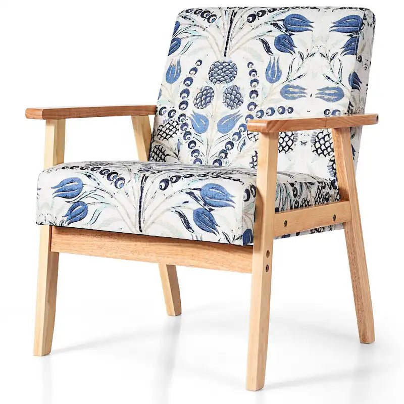 Fauteuil d'appoint rembourré pour bureau à domicile avec cadre en bois