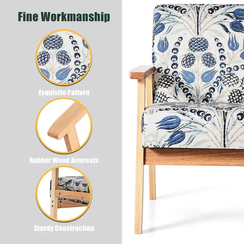 Fauteuil d'appoint rembourré pour bureau à domicile avec cadre en bois