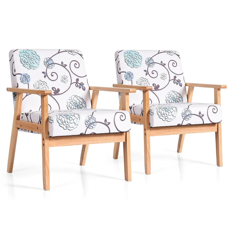Fauteuil d'appoint rembourré pour bureau à domicile avec cadre en bois