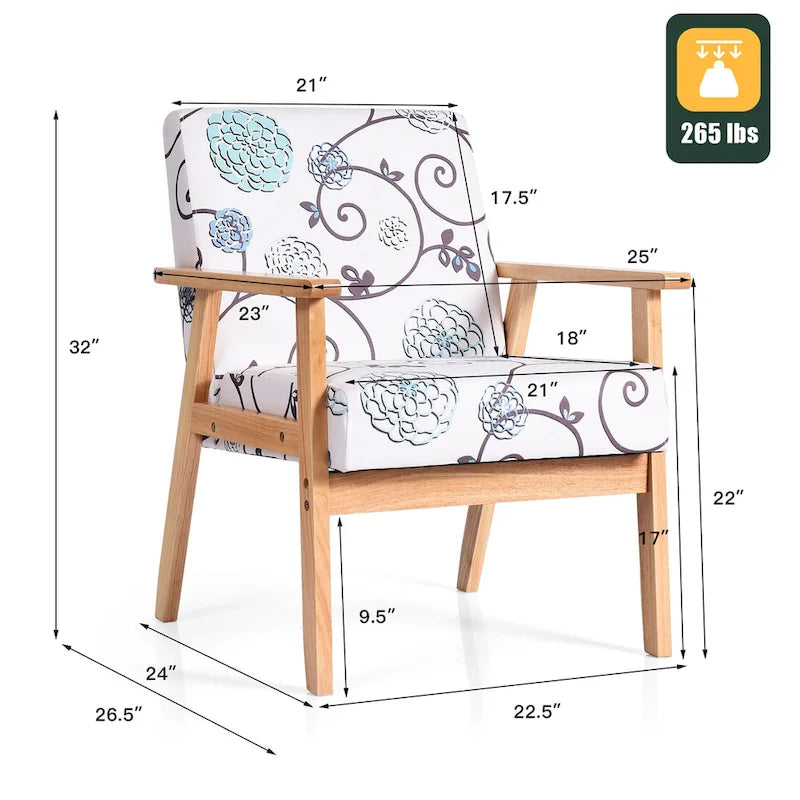 Fauteuil d'appoint rembourré pour bureau à domicile avec cadre en bois