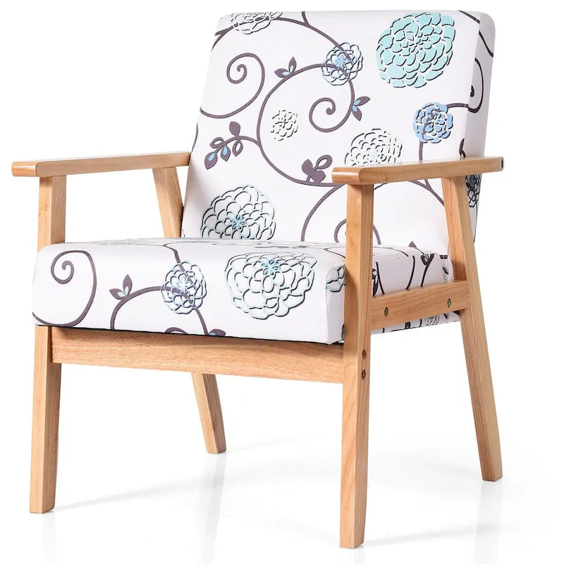 Fauteuil d'appoint rembourré pour bureau à domicile avec cadre en bois