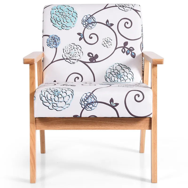 Fauteuil d'appoint rembourré pour bureau à domicile avec cadre en bois