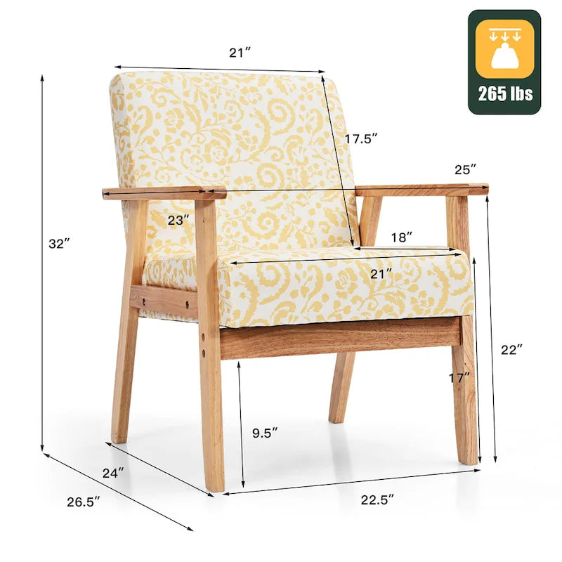 Fauteuil d'appoint rembourré pour bureau à domicile avec cadre en bois
