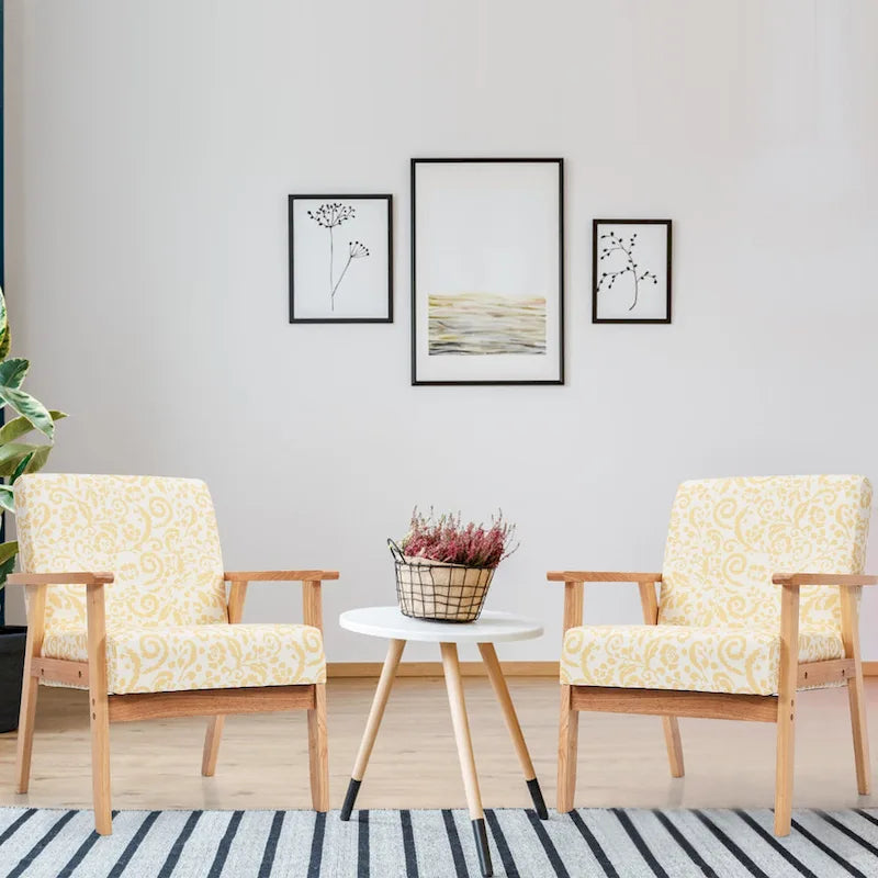 Fauteuil d'appoint rembourré pour bureau à domicile avec cadre en bois