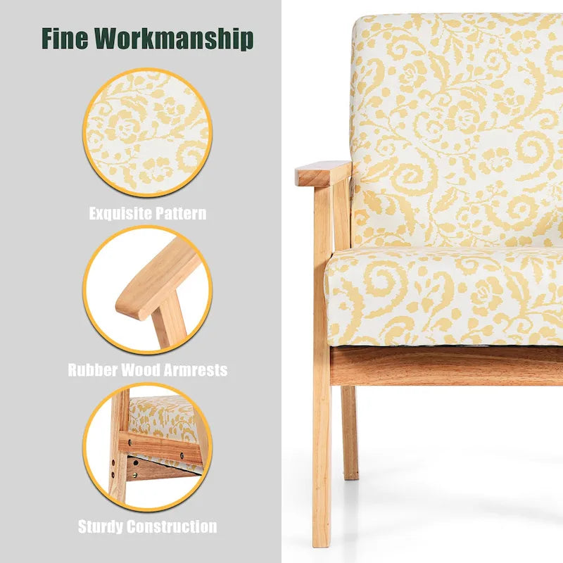 Fauteuil d'appoint rembourré pour bureau à domicile avec cadre en bois