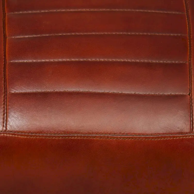 Industrial Lounge Chair with Metal Frame and Genuine Leather Seat