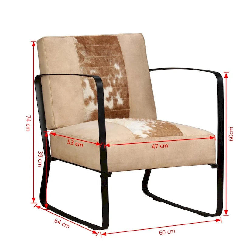 Fauteuil lounge industriel avec cadre en métal et assise en cuir véritable