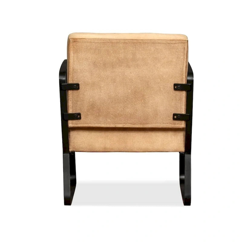 Fauteuil lounge industriel avec cadre en métal et assise en cuir véritable