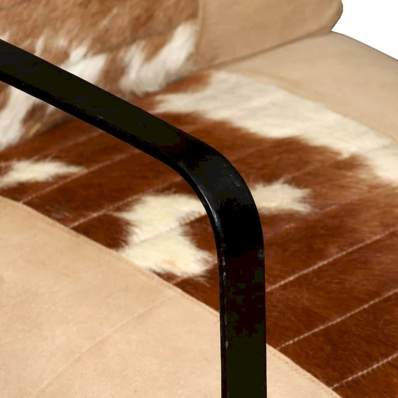 Fauteuil lounge industriel avec cadre en métal et assise en cuir véritable