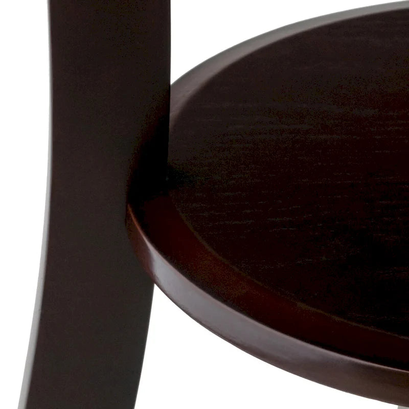 Table d'appoint ronde avec tiroir et étagère, en bois cappuccino