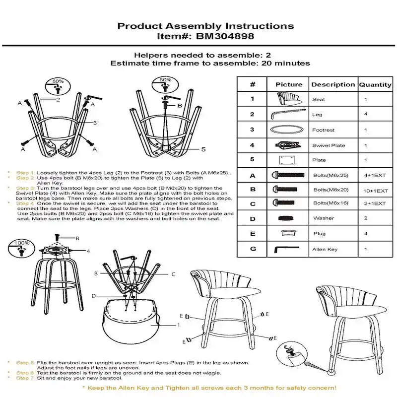 Tabouret de comptoir pivotant 26 po, en similicuir gris, brun noyer