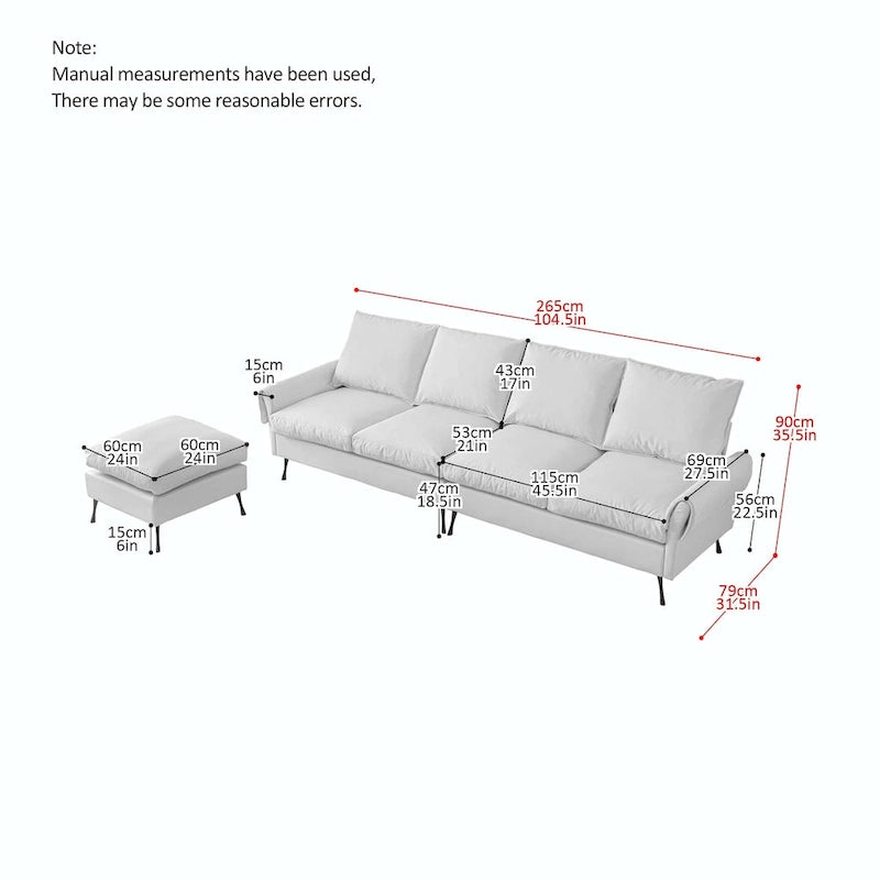 Modern Technical Leather L-Shaped Sectional Sofa for Living Room
