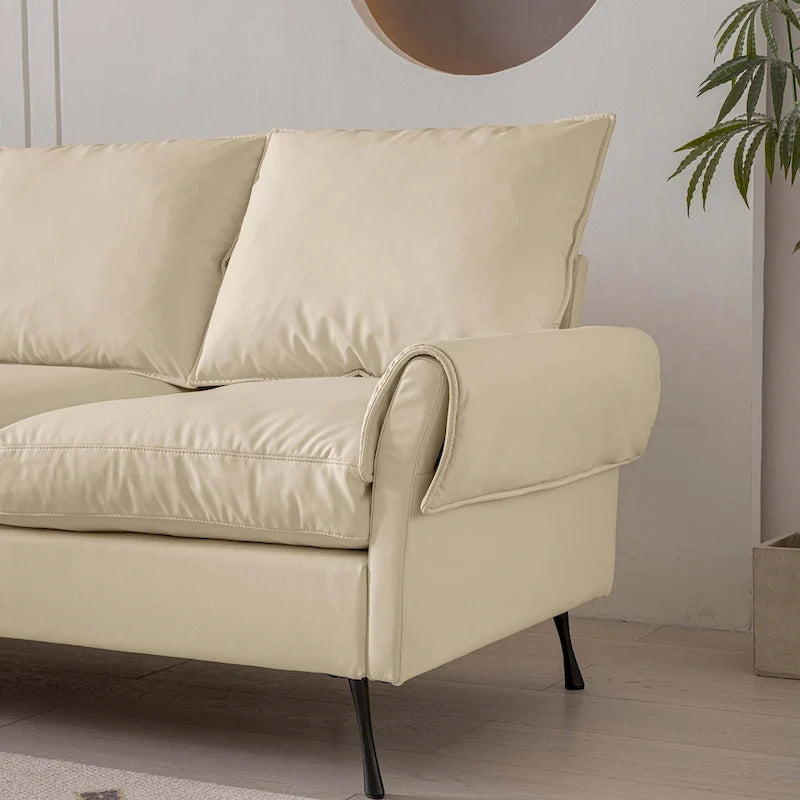 Canapé d'angle en cuir technique moderne en forme de L pour salon