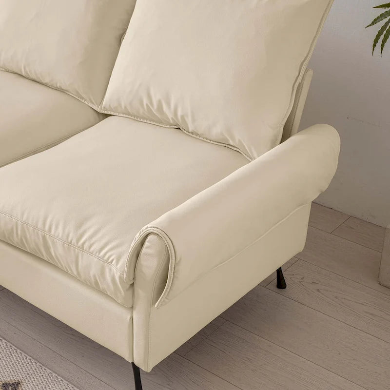 Canapé d'angle en cuir technique moderne en forme de L pour salon