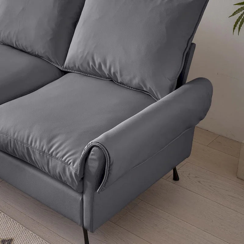 Canapé d'angle en cuir technique moderne en forme de L pour salon