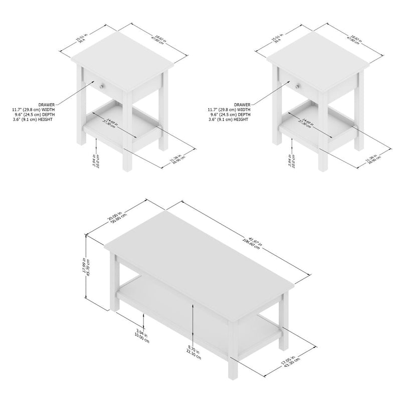 Farmhouse Coffee Table with Lower Shelf Modern Two-Tone Design